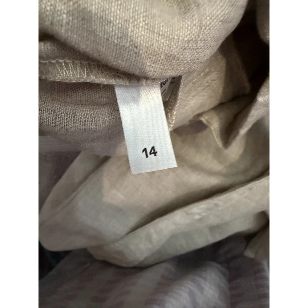 Reformation Avalon Linen Trouser Pants Size 14 High Rise Neutral Quiet Luxury